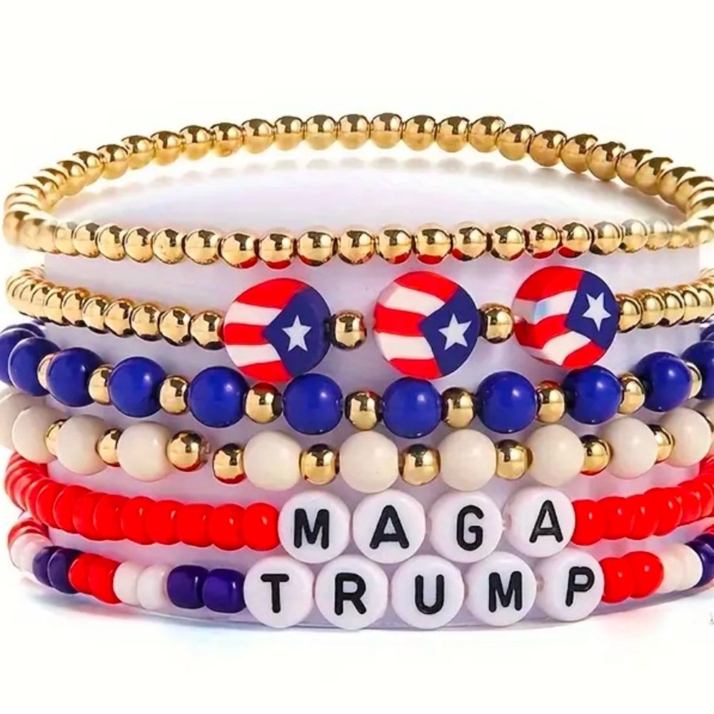 NEW MAGA Trump bracelet set patriotic colors (6 bracelets)